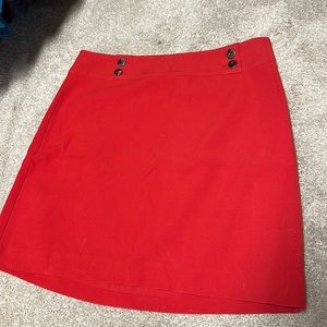 NWT Red Loft Skirt with gold buttons. Size 10.